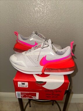 Nike Women’s Athletic Sneaker - White/Gray with Neon Pink & Neon Orange